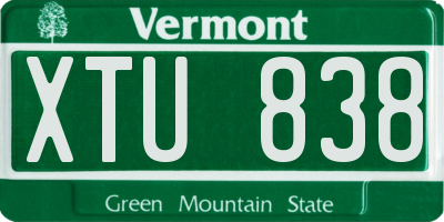 VT license plate XTU838