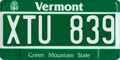 VT license plate XTU839