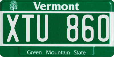 VT license plate XTU860
