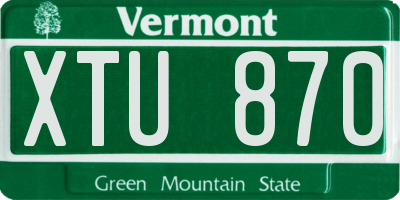 VT license plate XTU870
