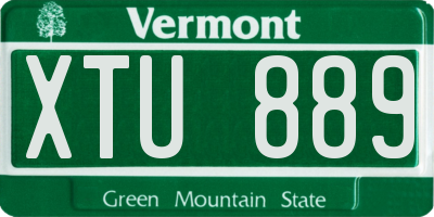 VT license plate XTU889