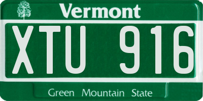 VT license plate XTU916