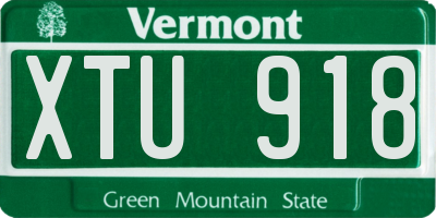 VT license plate XTU918