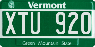 VT license plate XTU920