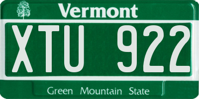 VT license plate XTU922