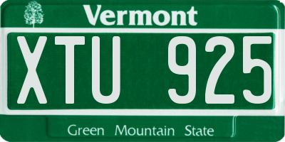 VT license plate XTU925