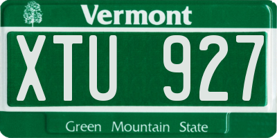 VT license plate XTU927