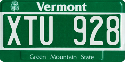 VT license plate XTU928