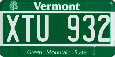 VT license plate XTU932