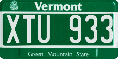 VT license plate XTU933