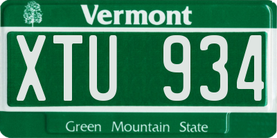 VT license plate XTU934