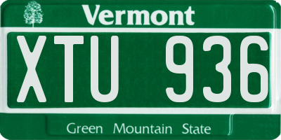 VT license plate XTU936