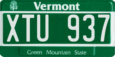 VT license plate XTU937