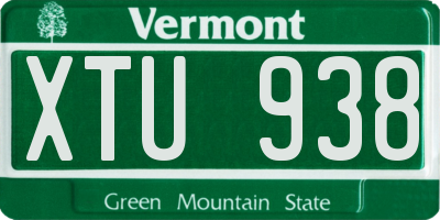 VT license plate XTU938