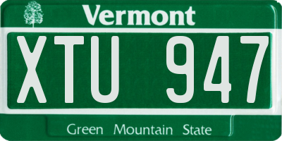 VT license plate XTU947