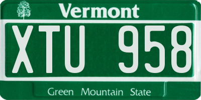 VT license plate XTU958