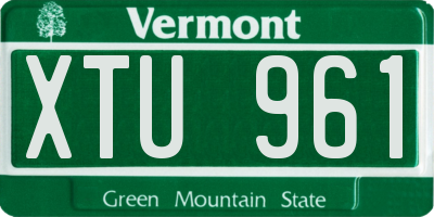 VT license plate XTU961