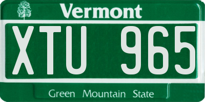 VT license plate XTU965