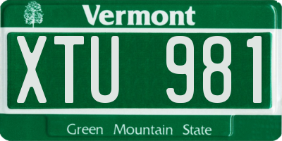 VT license plate XTU981