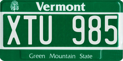 VT license plate XTU985