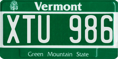 VT license plate XTU986