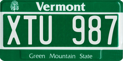 VT license plate XTU987