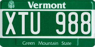 VT license plate XTU988