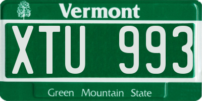 VT license plate XTU993
