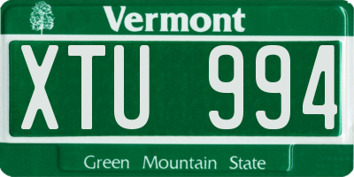 VT license plate XTU994