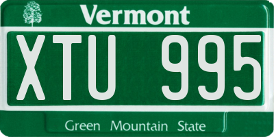 VT license plate XTU995