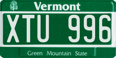 VT license plate XTU996