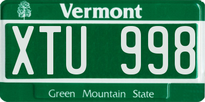 VT license plate XTU998