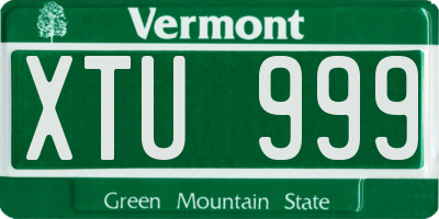 VT license plate XTU999