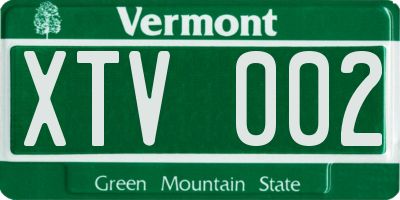 VT license plate XTV002