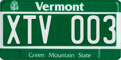 VT license plate XTV003