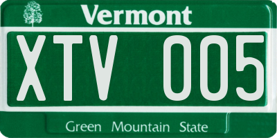 VT license plate XTV005