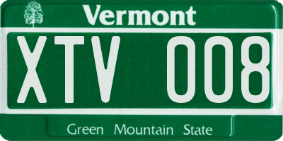 VT license plate XTV008