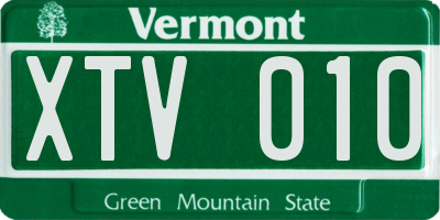 VT license plate XTV010