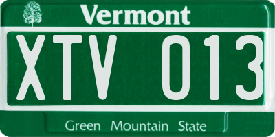 VT license plate XTV013