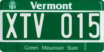 VT license plate XTV015