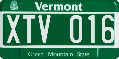 VT license plate XTV016