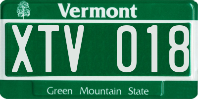 VT license plate XTV018