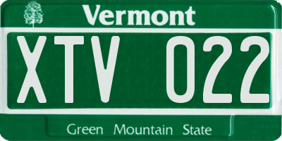 VT license plate XTV022