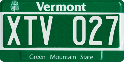 VT license plate XTV027