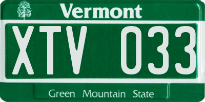 VT license plate XTV033