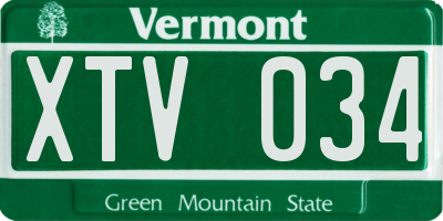 VT license plate XTV034