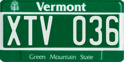 VT license plate XTV036