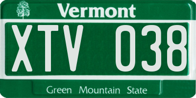 VT license plate XTV038