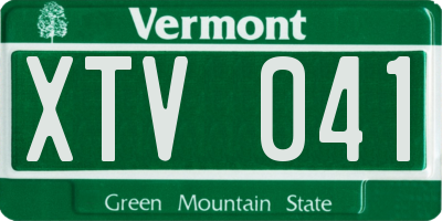 VT license plate XTV041
