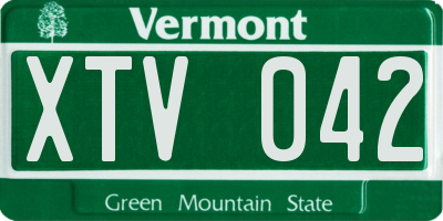 VT license plate XTV042